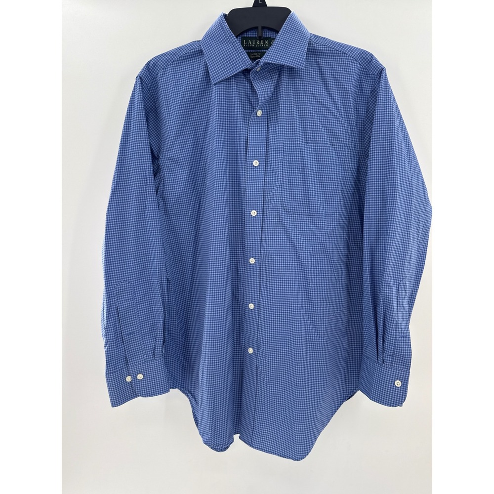 Lauren Ralph Lauren Classic Fit‎ Non Iron Blue Check Dress Shirt Men 16 32/33